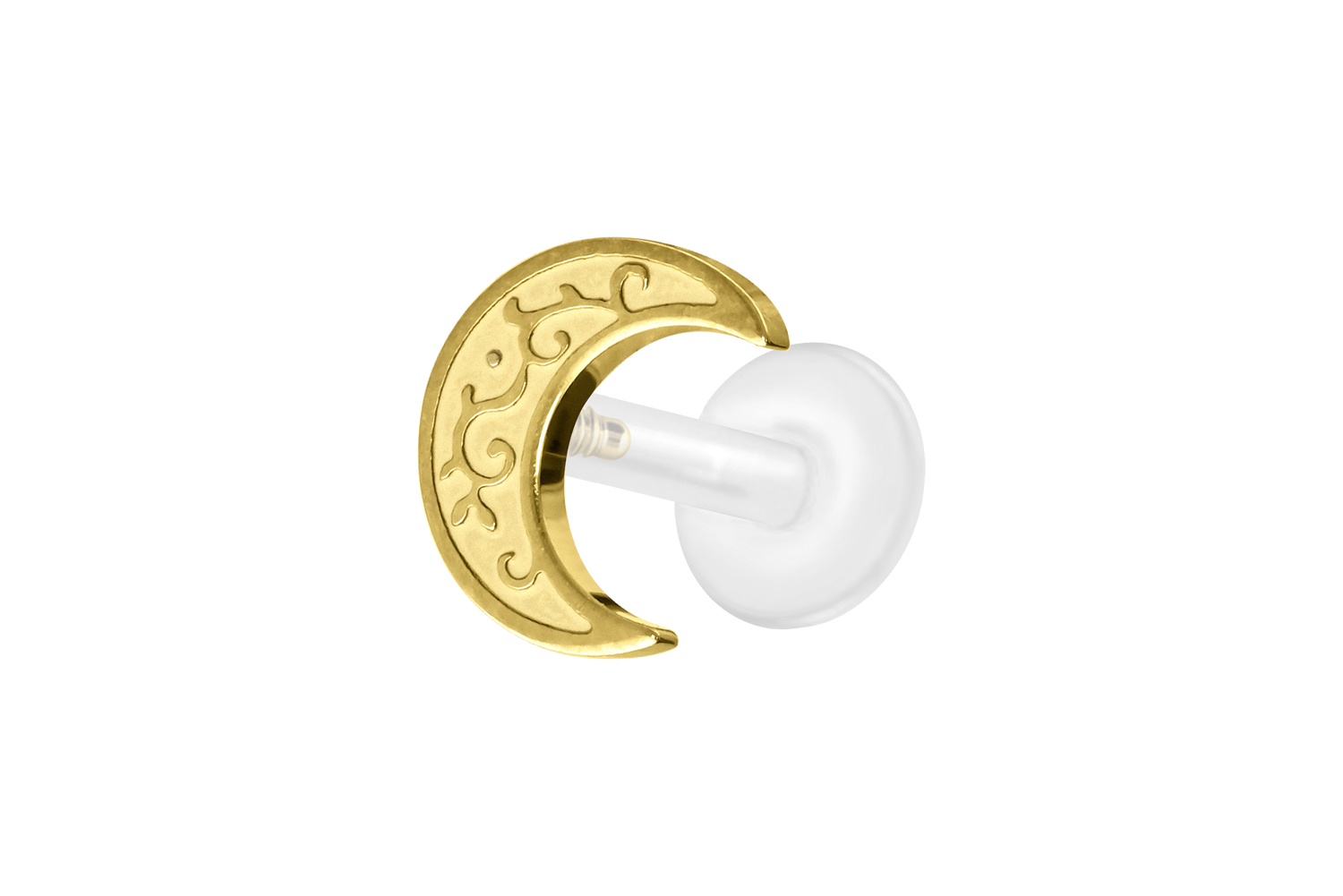 PTFE Labret Piercing mit Innengewinde + Titan-Aufsatz MOND